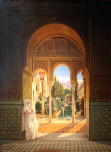 قصر Generalife وفناء الباحة Acequia بالقرب من قصر الحمراء في غرناطة بواسطة فيلهلم ماير